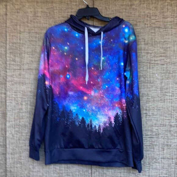 Northern lights print hoodie - Picture 1 of 4